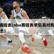 nba赛程表(nba赛程表季后赛对阵图最新消息)