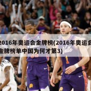 2016年奥运会金牌榜(2016年奥运会金牌榜单中国为何才第3)